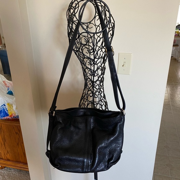 SAS Genuine Leather Black 2 Compartment Shoulder Purse - Picture 2 of 7